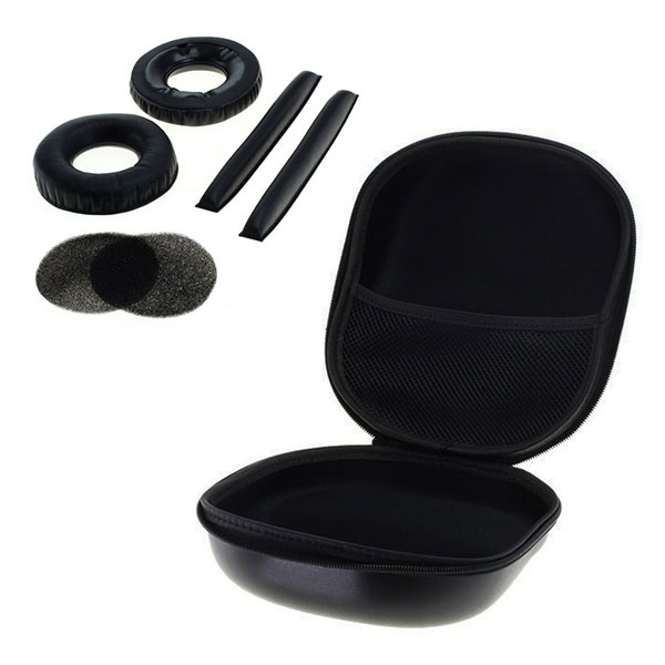 Case +  Earpads for Sennheiser HD 25 HD 25-1 HD 25-1 II - , Black Case