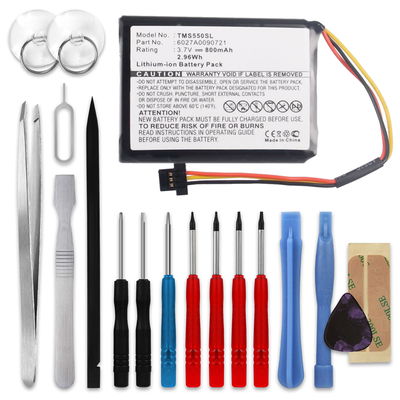 subtel GPS Battery for TomTom Start 55 / 52 / 50 / 45 / 1EF0.017.03 / 1ET0.052.09 / 4EF00 / 4EF0.017.00 + 17pc GPS Tool Kit 6027A0090721 800mAh SatNav Sat Nav Battery Replacement