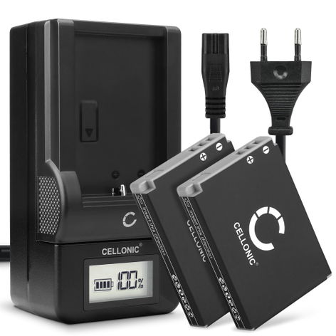 2x Battery for Canon PowerShot SX210 IS, SX220 HS, SX200 IS NB-5L (1120mAh, 3.7V) + Charger from CELLONIC