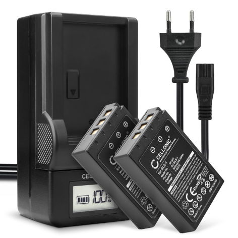 2x Battery for Olympus E-400; E-410; E-420; E-450; E-600; E-620 BLS-1 (900mAh, 7.4V) + Charger from CELLONIC