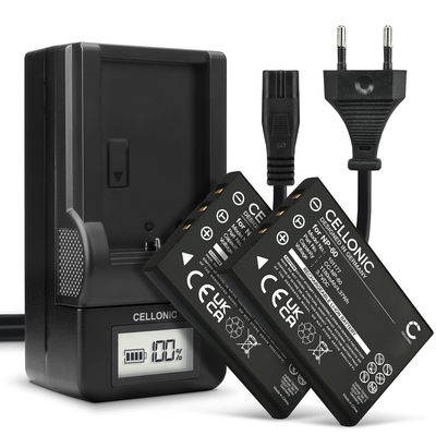 2x Battery for HP Photosmart R507 R607 R707 R717 R725 R727 R817 R818 R827 R837 R847 R926 R927 1180mAh + Charger from CELLONIC