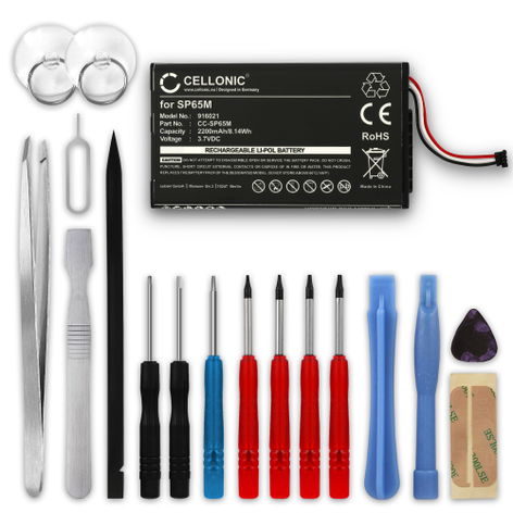 Battery for Sony PS Vita (PCH-1000 / PCH-1004) SP65M (2200mAh, 3.7V) + Tool-kit from CELLONIC