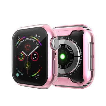 subtel Protective Case & Screen Protector for Apple Watch SE / 6 / 5 / 4 - 44mm 9H Tempered Glass GPS Smart Watch Cover Smartwatch Bumper Case Frame - Pink