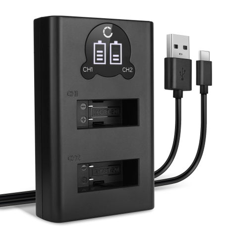 USB Dual Battery Charger for GoPro Hero 5, 5 Black, 7 Black, 8 Black, 7 White – charges 2x AHDBT-501 batteries, 4.4W, 1m + USB Cable from CELLONIC