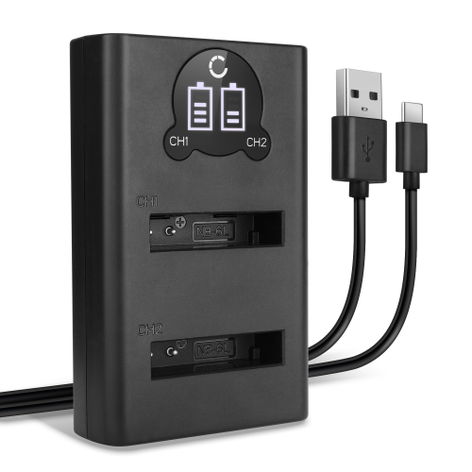 USB Dual Battery Charger for Canon IXUS 105; PowerShot S95, SX170 IS, SX530 HS – charges 2x NB-6L NB-6LH batteries, 4.2W, 1m + USB Cable from CELLONIC