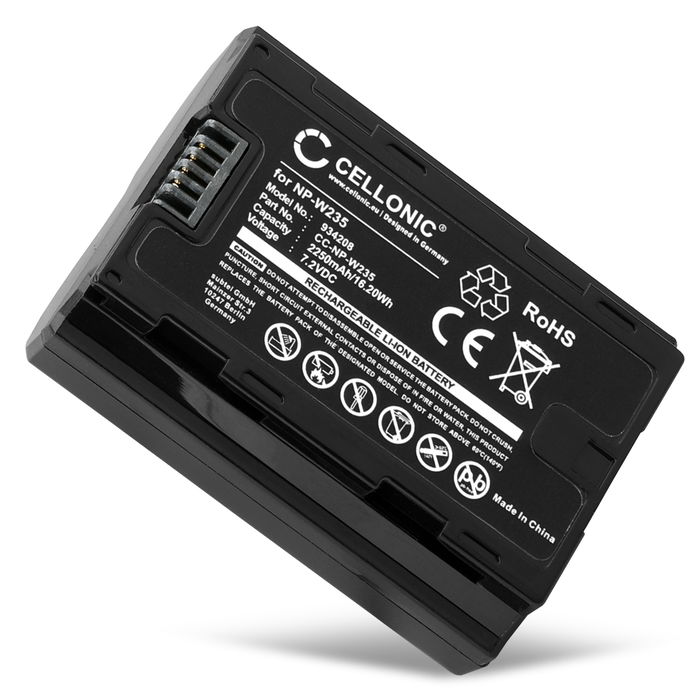 Battery for FujiFilm GFX100S, GFX 50S II, X-T4, X-H2, NP-W235 NP-W235 (2250mAh, 7.2V) from CELLONIC