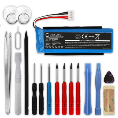 Battery for JBL Flip 3 GSP872693 02 (3000mAh, 3.7V) + Tool-kit from CELLONIC