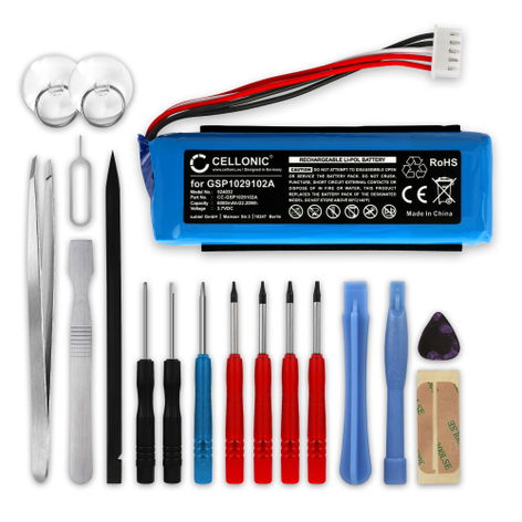 Battery for JBL Charge 3 (2016) GSP1029102A - Version 1 (6000mAh, 3.7V) + Tool-kit from CELLONIC