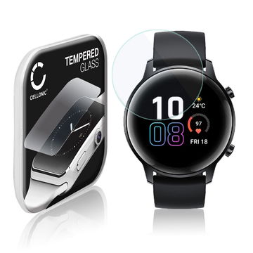 CELLONIC Screen Protector for Honor Magic Watch 2 (42mm) Fitness Tracker Smart Watch Face Protector - 2.5D 0,33mm Full Glue 9H Tempered Glass Display Cover Crystal Clear