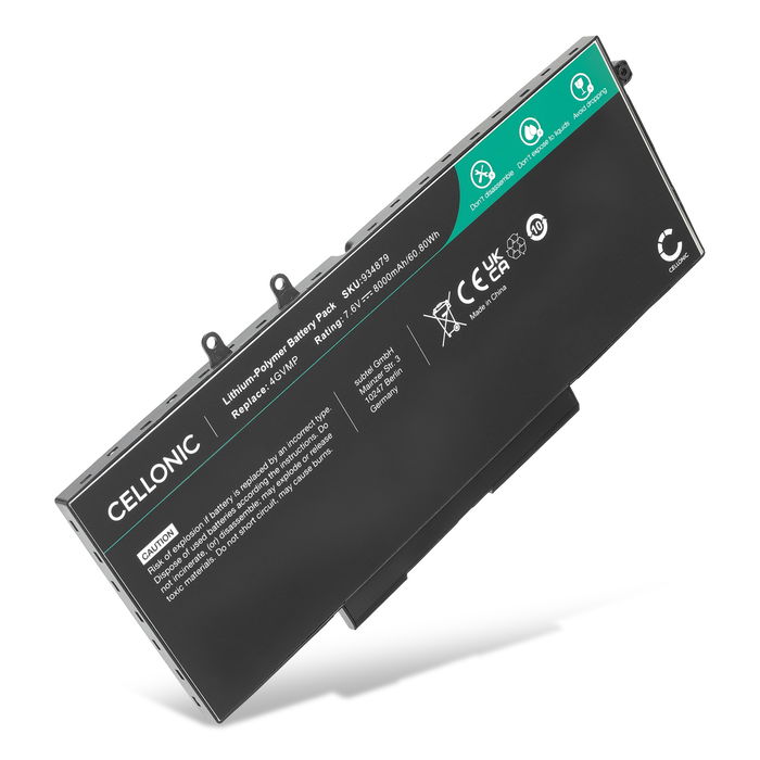 Battery for Dell Latitude 14 5400 Series, 5400, 14 5410 Series, 14 5500 Series, 5510 Precision 3540 Series, 3540, Inspiron 15 7590 7.6V 8000mAh from CELLONIC
