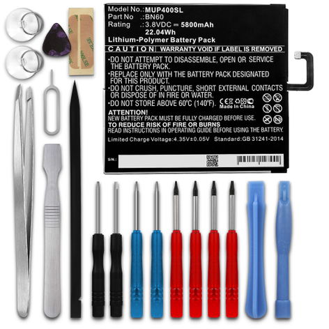 Battery for Xiaomi Mi Pad 4, 4 WiFi; M1806D9E; M1806D9W BN60 (5800mAh, 3.8V) + Tool-kit from subtel