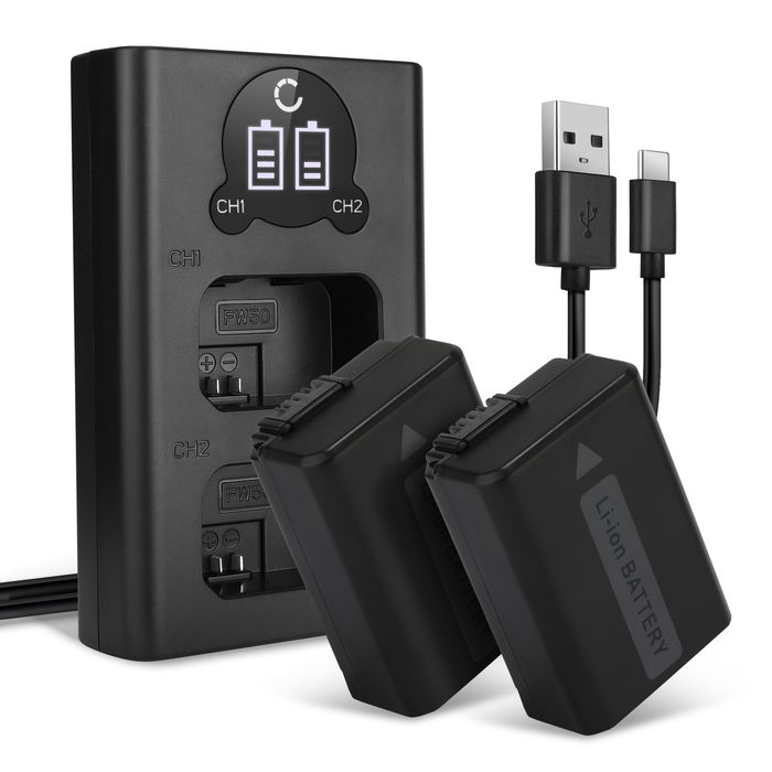 2x CELLONIC NP-FW50 Battery for Sony Alpha A7 II A7S A7R II, Alpha A6000 A6100 A6300 A6500, RX10 (I II III IV), A55, NEX-5 Sony Alpha 6400 Replacement Battery 1030mAh Backup + Dual Charger BC-VW1