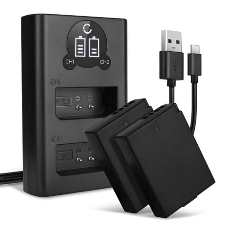 2x Battery for Canon EOS 1100D, 1200D, 1300D, 1500D, 2000D, 3000D, 4000D (1020mAh, 7.4V) + Dual Charger from CELLONIC
