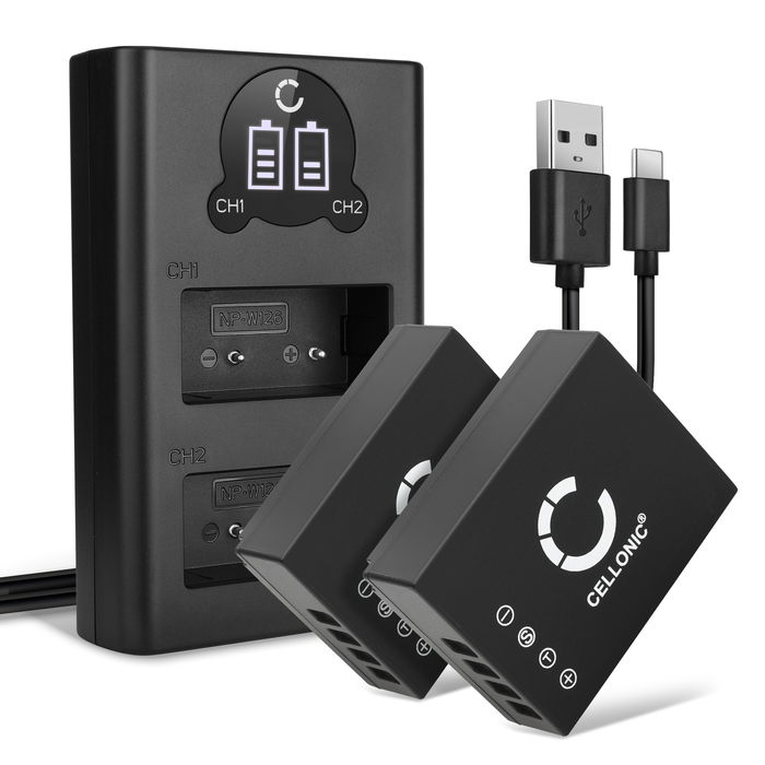 2x NP-W126S Battery for Fuji X100V X-T 2 X T2 XT1 X-Pro1 X-Pro2 X-Pro3 X100F X-E4 X-T10 X T20 XE2 1140mAh + Dual LED NPW126 Battery Charger BC-W126 Fast Charger