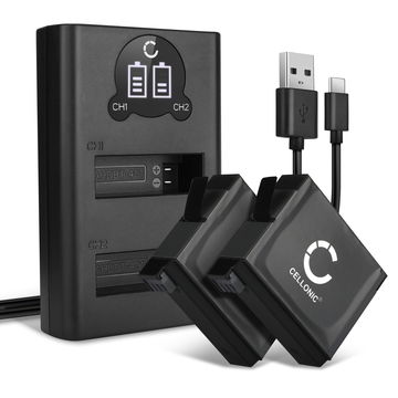 2x CELLONIC Camera Battery for GoPro Hero 4 Hero 4 Black Hero 4 Plus Hero 4 Silver Replacement AHDBT-401 335-06532-000 Battery 1160mAh Backup + Dual Charger