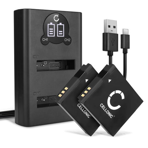 2x Battery for Canon IXUS 105; PowerShot S95, SX170 IS, SX530 HS NB-6L NB-6LH (1000mAh, 3.7V) + Dual Charger from CELLONIC