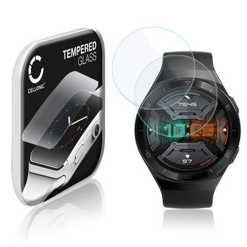 2x CELLONIC Screen Protector for Huawei Watch GT2e Fitness Tracker Smart Watch Face Protector - 2.5D 0,33mm Full Glue 9H Tempered Glass Display Cover Crystal Clear