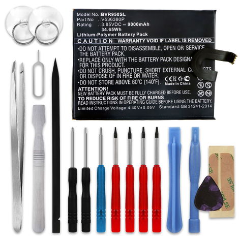 Battery for Blackview BV9500, BV9500 Pro V536380P (9000mAh, 3.85V) + Tool-kit from CELLONIC