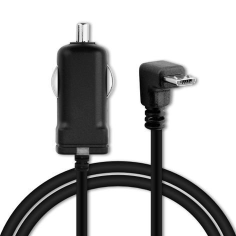 Micro-USB 90° Car Charger for Garmin Edge 530, 520, 1000, 830; inReach Mini, SE – 12V / 24V Cigarette Lighter Adapter from subtel. Cable length: 1.1m.