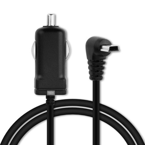 Mini-USB 90° Car Charger for Medion GoPal E4230, P4210, E3115, E3215, E3230 – 12V / 24V Cigarette Lighter Adapter from subtel. Cable length: 1.1m.