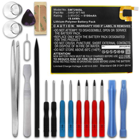 Battery for Samsung Galaxy Tab A 8.0 (2019) SM-T290, SM-T295 SWD-WT-N8 (5100mAh, 3.85V) + Tool-kit from subtel