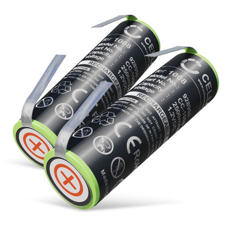 2x Battery for Braun Professional Care; 3D White; Sonic Complete NiMH 1.2V (2500mAh, 1.2V) from subtel