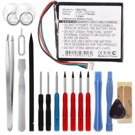 Battery for TomTom Start 20, 2, Europe, Regional, 20 Europe Traffic; 1EX00; Easy VF9B (770mAh, 3.8V) + Tool-kit from subtel