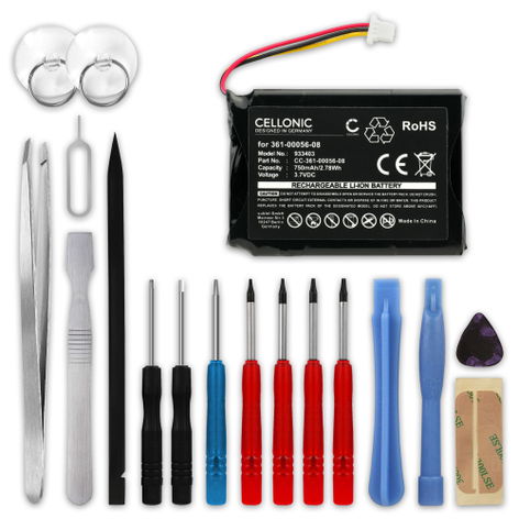 Battery for Garmin Nüvi 57LM, 57LMT; Camper 780; Dash Cam 35; RV 780 (750mAh, 3.7V) + Tool-kit from CELLONIC