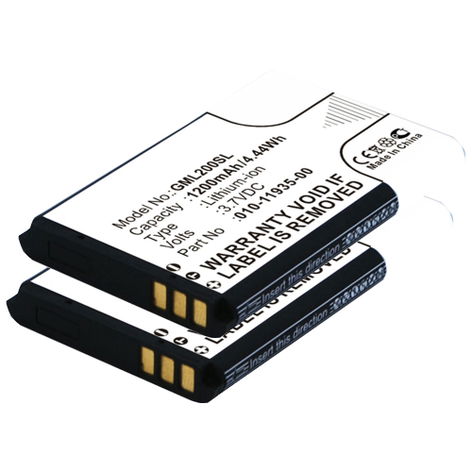 2x Battery for Garmin Glo 2 010-01055-15, 010-02184-01, 010-11935-00, 361-00030-00 (1200mAh, 3.7V) from subtel