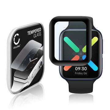 CELLONIC Screen Protector for Oppo Watch - 41mm Fitness Tracker Smart Watch Face Protector - 3D Full Cover 0,33mm Full Glue 9H Tempered Glass Display Cover Black