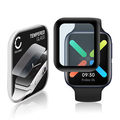 CELLONIC Screen Protector for Oppo Watch - 46mm Fitness Tracker Smart Watch Face Protector - 3D Full Cover 0,33mm Full Glue 9H Tempered Glass Display Cover Black