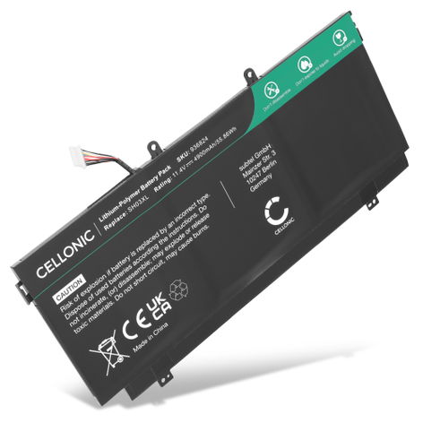 Battery for HP Spectre 13 X360, X360 13; Envy 13-AB 859356-855 / SH03XL (4900mAh, 11.4V) from CELLONIC