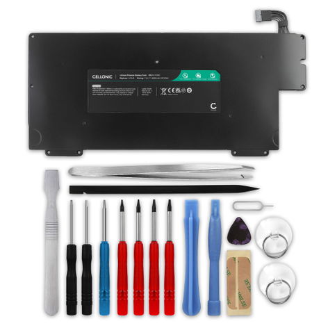 Battery for Apple MacBook Air 13 - A1237, A1304 661-4587/661-4915/661-5196/A1245 (4800mAh, 7.4V) + Tool-kit from CELLONIC