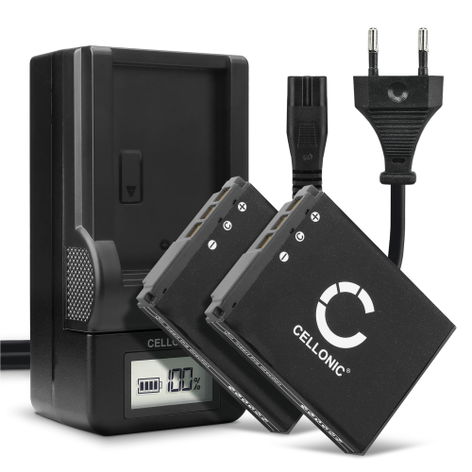 2x Battery for Sony Cyber-shot DSC-F88, DSC-G1, DSC-P100, DSC-V3 (1000mAh, 3.7V) + Charger from CELLONIC