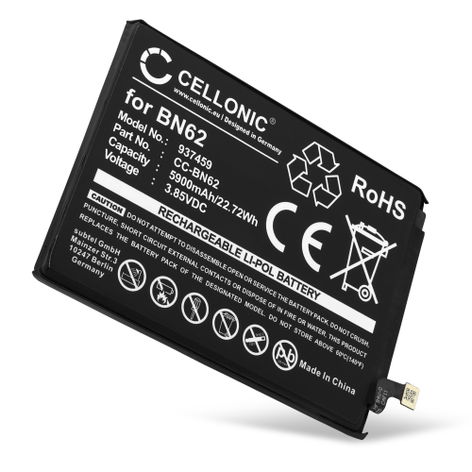 Battery for Xiaomi Poco M3; Redmi Note 9 BN62 (5900mAh, 3.85V) from CELLONIC