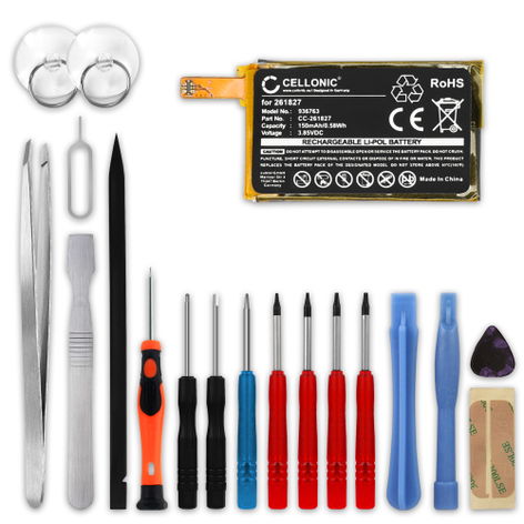 Battery for FitBit Versa 261827, R-41021555 (150mAh, 3.85V) + Tool-kit from CELLONIC