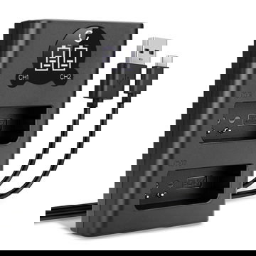 USB Dual Charger (BCN-1) for Olympus OM-D E-M1 OM-D E-M5 Mark II Pen E-P5 Pen-F + 1m + USB Cable from CELLONIC