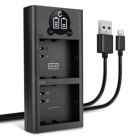 USB Dual Battery Charger for Arlo Pro 2, 1; Go 1 – charges 2x A-1 batteries, 8.4W, 1m + USB Cable from CELLONIC