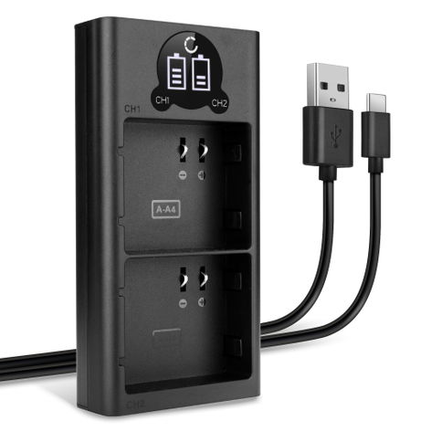 USB Dual Battery Charger for Arlo Ultra 2, 4K; Pro 4, 5, 3, 3 Floodlight; Go 2 – charges 2x A-4A batteries, 4.4W, 1m + USB Cable from CELLONIC