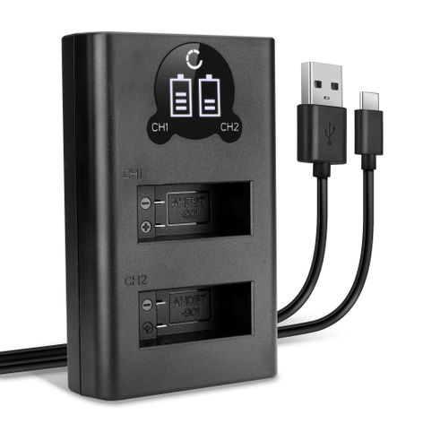 USB Dual Battery Charger for GoPro Hero 10, 11, 9; AHDBT-901 – charges 2x AHDBT-901 batteries, 4.4W, 1m + USB Cable from CELLONIC