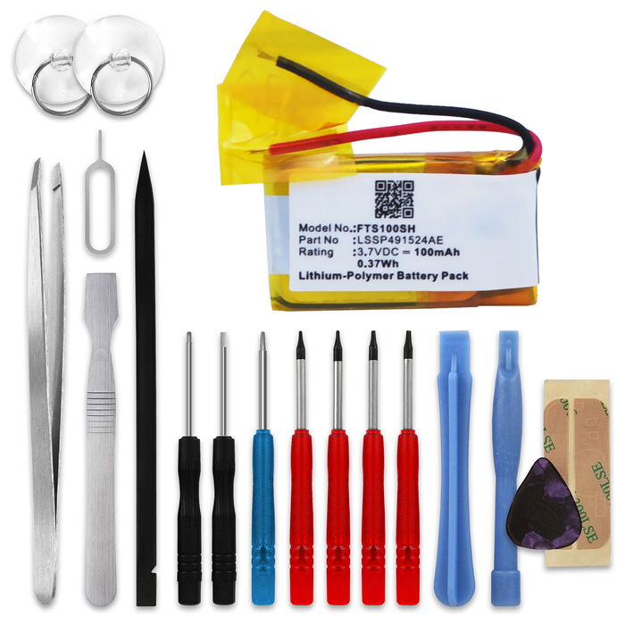 LSSP491524AE Battery for FitBit Surge Sport Fitness Tracker Smartwatch Battery Replacement - 100mAh 3.7V Lithium Polymer + Tool-kit