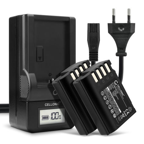 2x Battery for Panasonic Lumix G9, GH5S, DC-G9 II, DC-GH5 II DMW-BLK22 (2250mAh, 7.4V) + Charger from CELLONIC