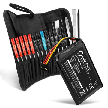 GPS Battery for TomTom Go 6250, Go 6200, Go 6100, Go 6000, Go 5000 - 1100mAh AHA11111008 VFAD VF6P Battery Replacement + Tool-kit 23pcs SatNav Sat Nav