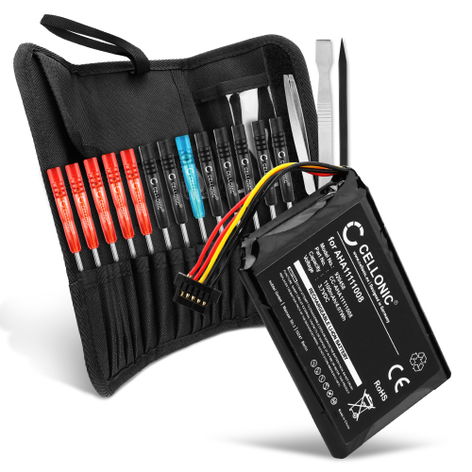 GPS Battery for TomTom Go 6250, Go 6200, Go 6100, Go 6000, Go 5000 - 1100mAh AHA11111008 VFAD VF6P Battery Replacement + Tool-kit 23pcs SatNav Sat Nav