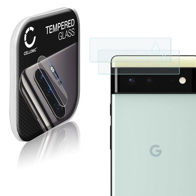 2x CELLONIC Camera Lens Protector for Google Pixel 6 Phone / Smartphone - Camera lens protective cover 0,33mm Full Glue Crystal Clear 9H Tempered Glass Anti-Scratch Camera Cover