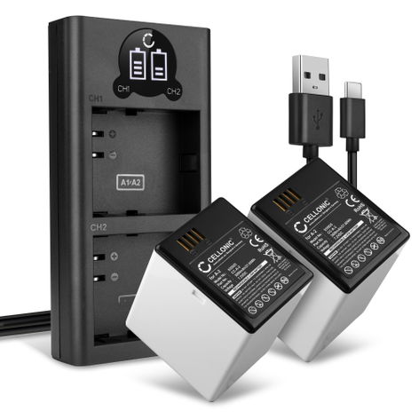 2x Battery for Arlo Go 1 A-2 (3000mAh, 7.2V) + Dual Charger from CELLONIC