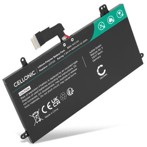 Battery for Dell Latitude 5289, 12 5285, 12 5285 2-in-1 J0PGR, 51KD7 (4800mAh, 7.6V) from CELLONIC