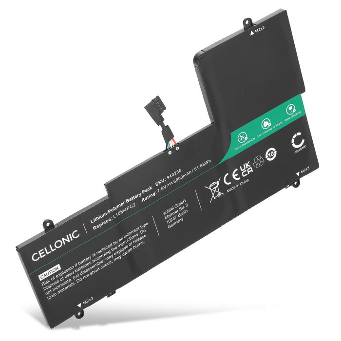 Battery for Lenovo Yoga 710-14IKB, 710-14ISK, 710-15IKB, 710-15ISK 7.64V 6800mAh from CELLONIC