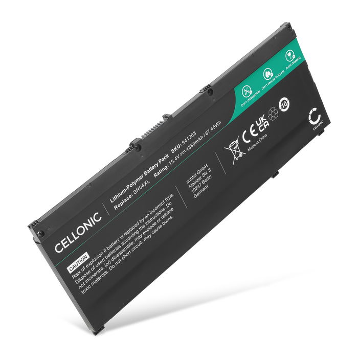 Battery for HP Omen 15, Pavilion 15-CE, SR04XL, SR03XL 15.4V 4380mAh from CELLONIC