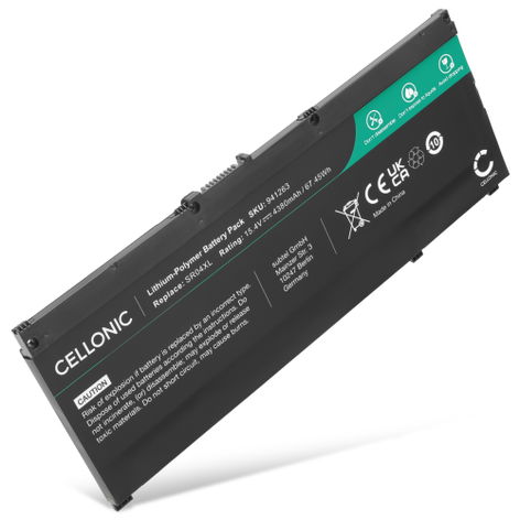Battery for HP Pavillion Gaming 15; Omen 15-DC, 15-DH, 15T-CE SR04XL (4380mAh, 15.4V) from CELLONIC